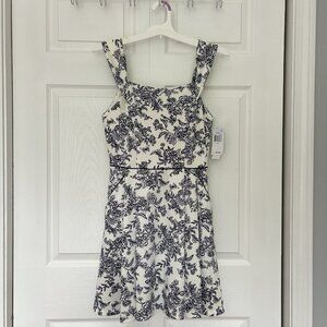 NWT Teeze Me Womens 9/10 White Blue Floral Sleeveless Sundress Mini Dress Y2K